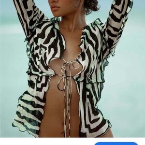 Rat & Boa Black and White Patterned Swim Cover-Up